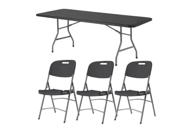 Lot 20 tables 183 cm + 120 chaises polypro M2 Grey Edition®