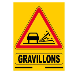 Panneau routier temporaire projection de gravillons