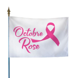 Drapeau sur hampe pour soutenir l'action Octobre Rose