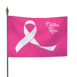 Drapeau sur hampe pour la lutte contre le cancer du sein Octobre rose