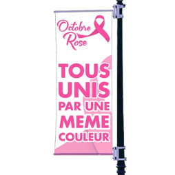 Kakemono pour potence de rue pour la lutte contre le cancer du sein Octobre Rose