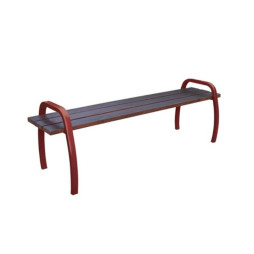 Banc urbain assise bois piètement métal bordeaux