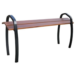 Banc public assis-debout en bois et acier