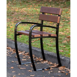 Fauteuil jardin public spécial sénior en bois et métal
