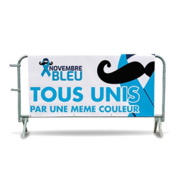 Cache en bâche pvc pour barrière de police 14 barreau Novembre Bleu