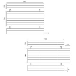Dimensions vu du haut pour la table picnic en bois