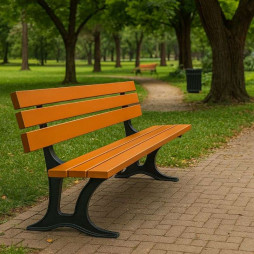 Banc extérieur en bois et fonte