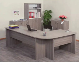 Bureau d'angle professionnel avec retour à gauche, coloris Driftwood