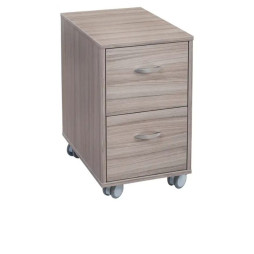 Meuble de rangement pour bureau professionnel en mélaminé driftwood, 2 tiroirs