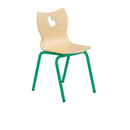 Chaise d'école coque multiplis piétement vert