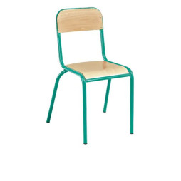 Chaise d'école piétement vert, empilable