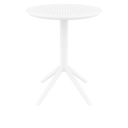 Table de terrasse ronde pliante blanche