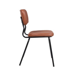 Chaise pour restaurant en acier noir et cuir synthétique vue profil