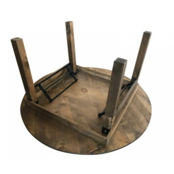 Table ronde en bois pliante pour restaurant vue dessous
