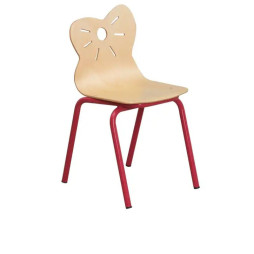 Chaise à coque empilable pour école maternelle avec structure rouge