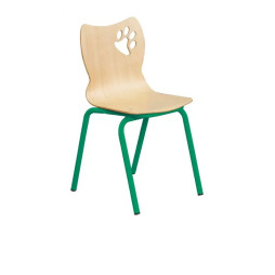 Chaise d'école maternelle multiplis de hêtre et piétement vert