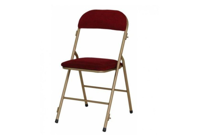 Chaise pliante pour collectivité. Acier et velours. Rembourré pour votre confort