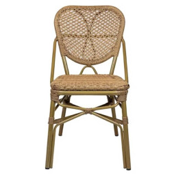 Chaise de café aluminium et rotin synthétique