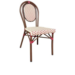 Chaise de terrasse extérieure CHR, crème et rouge