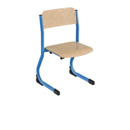 Chaise écolier appui sur table empilable piétement bleu
