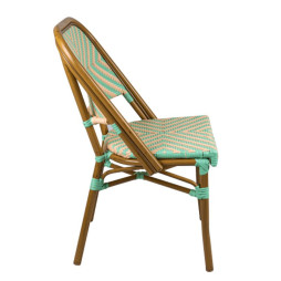 Chaise de café extérieur empilable crème et vert d'eau