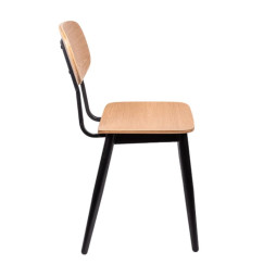 Chaise restauration professionnelle bois naturel et acier noir