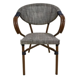 Chaise de terrasse de café aspect bambou gris clair