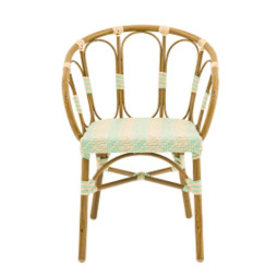 Fauteuil de jardin pro tressage crème et vert d'eau