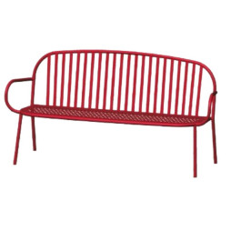 Banc de jardin 3 places en acier rouge