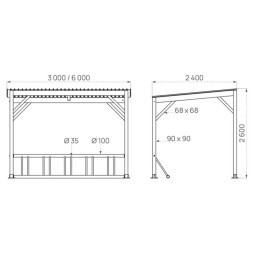 Dimensions de l'abri 2 roues bois
