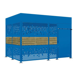 Abri à vélo métal et bois 4 m coloris bleu