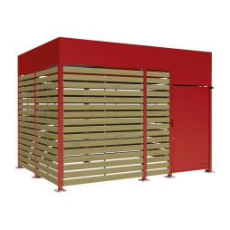 Abris vélos sécurisé bardages en bois 4 m acier bordeaux