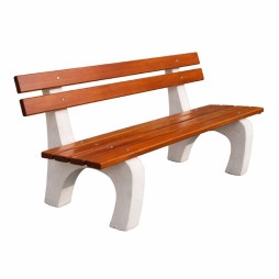 Banc public en béton et lames en bois