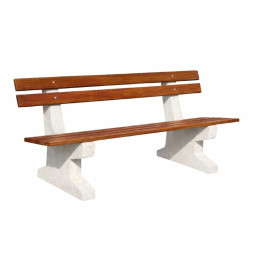 Banc public en béton et lame en bois