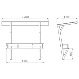 Dimensions du banc de ville sénior en bois autoclave