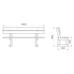 Dimensions du banc public en bois