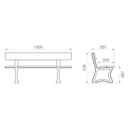 Dimensions du banc scolaire Mora