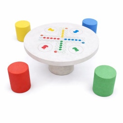 Table + 4 tabourets béton "Petits chevaux"