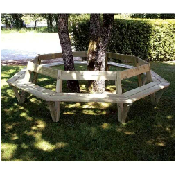 Banc rond entourage d'arbre dans un parc public