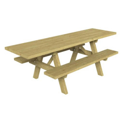 Table de pique-nique en bois avec bancs pour collectivités