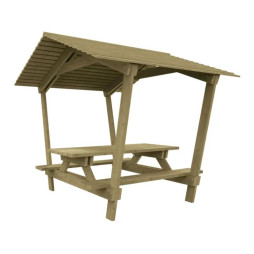 Table de pique-nique en bois avec toit pour collectivités