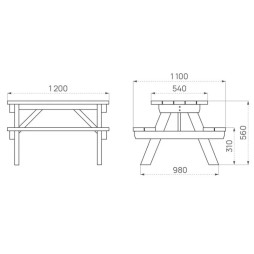 Dimensions de la table de pique-nique pour enfants