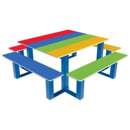 Table pique nique pour enfants en acier et PEHD multicolore