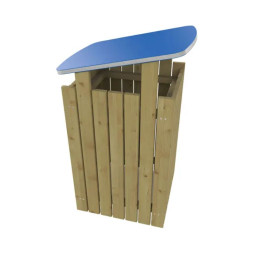 Poubelle de ville en bois avec toit PEHD gravé