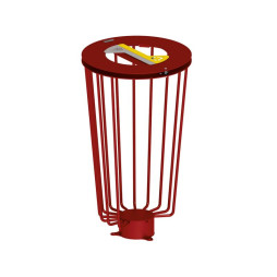 Corbeille de tri Vigipirate en acier bordeaux et signalétique jaune et grise