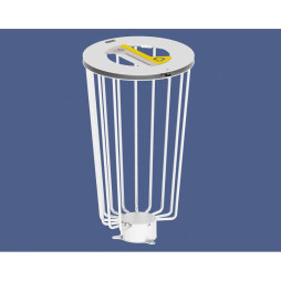 Poubelle de tri urbain Vigipirate en acier peint blanc avec balisage jaune et gris