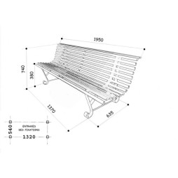 Schéma du banc urbain 2 pieds