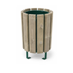 Poubelle ronde en bois de pin