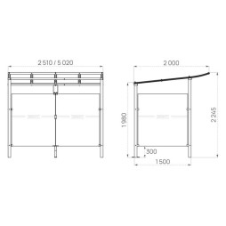 Dimensions de l'abris bus en acier de Porcity