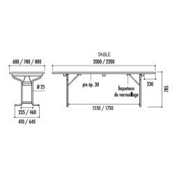 Schéma pour la table de brasserie Vienne